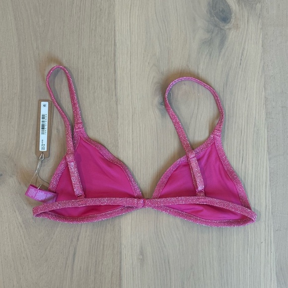 NWT SKIMS glitter Tanga triangle bikini top magenta pink medium - Picture 4 of 5